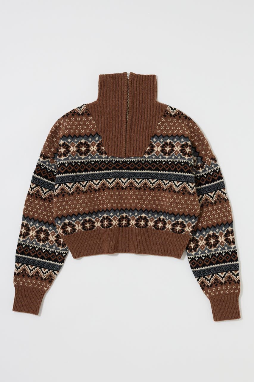 MOUSSY「HALF ZIP FAIR ISLE セーター」|ニット・セーター|