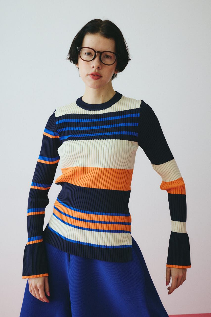 HeRIN.CYE「Randam Border knit tops」|ニット・セーター|柄NVY5