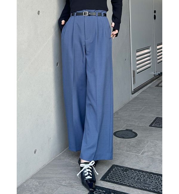 MURUA「フェイクレザーベルトハイウエストパンツ」|その他|ブルー