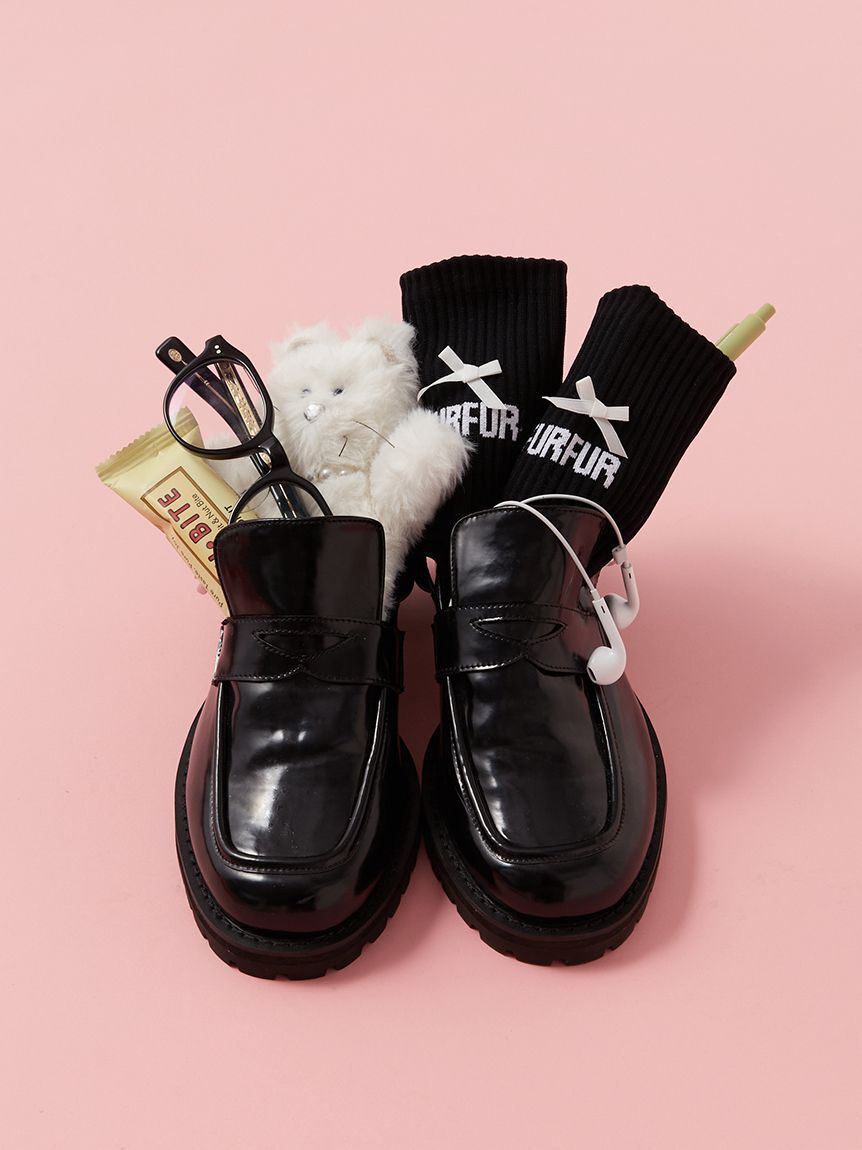 FURFUR「【限定カラー】リボンロゴソックス」|ソックス|BLK