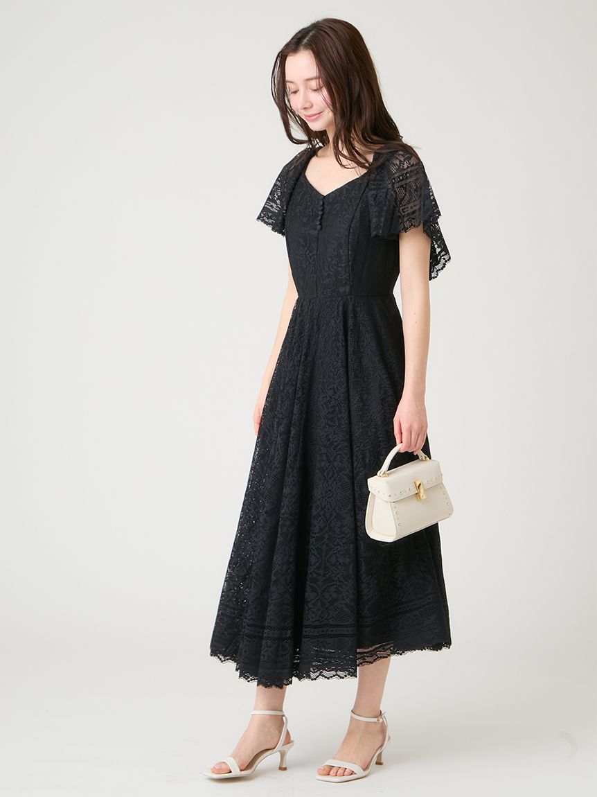 CELFORD「【接触冷感】サークルレースワンピース」|ワンピース|BLK