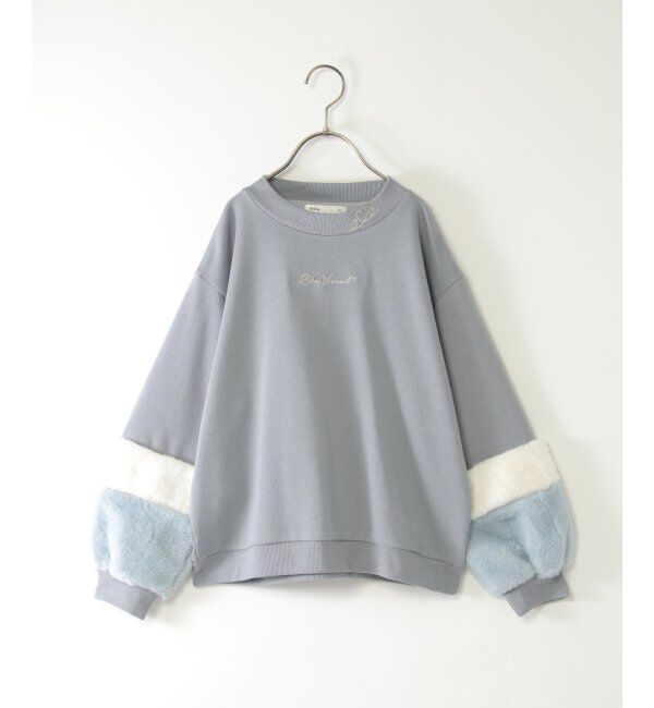 ikka kids「袖ファー刺繍ラインストーンプルオーバー（120~160cm）」|Tシャツ・カットソー|