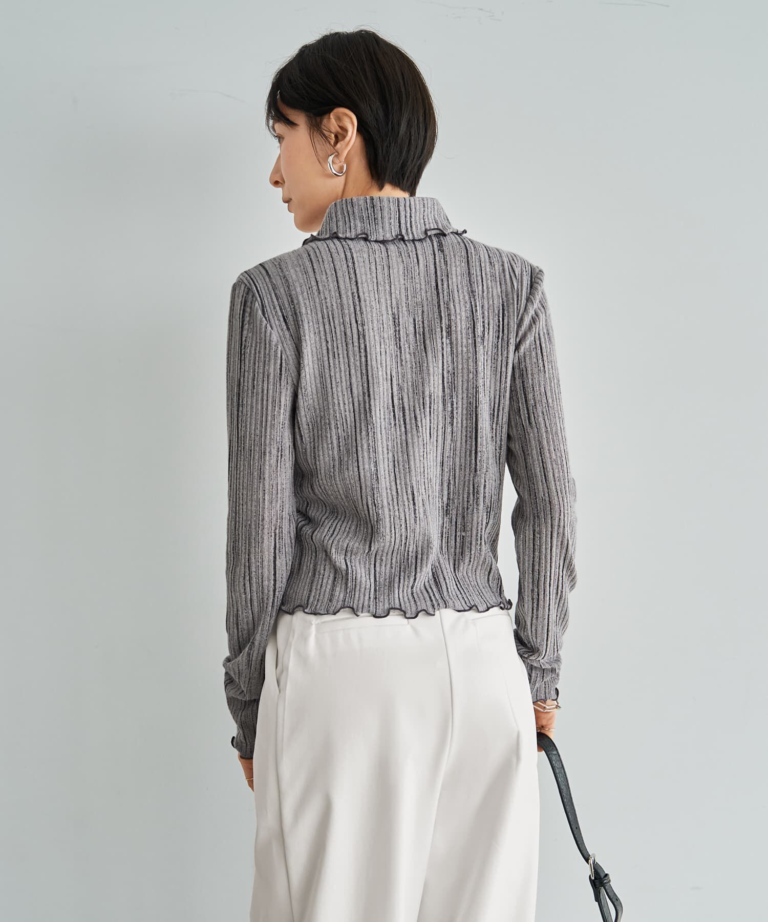 STYLE DELI「かすれ柄編みWボタン襟付きトップス」|ニット・セーター|