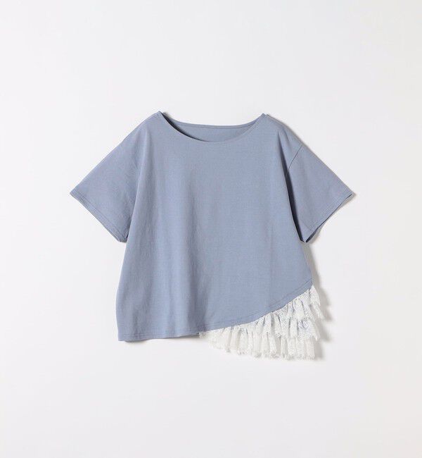 SHIPS any「《追加予約》SHIPS any:〈洗濯機可能〉レース ヘム アシンメトリー ショートスリーブ TEE」|Tシャツ・カットソー|