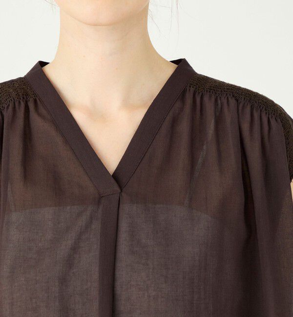 Ballsey「コットンクレープ シャーリングブラウス」|シャツ・ブラウス|