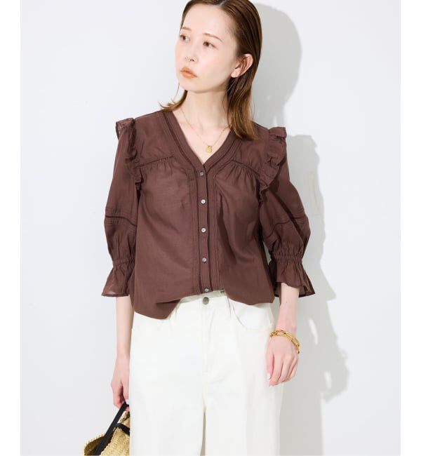 SLOBE IENA「《WEB限定/追加2予約》コットンレーヨンレースブラウス」|シャツ・ブラウス|