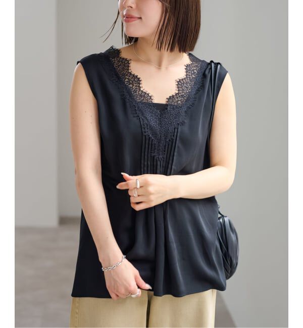 U by SPICK&SPAN「《接触冷感》ピンタックレースブラウス」|シャツ・ブラウス|