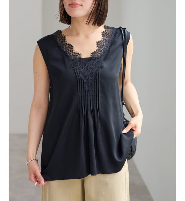 U by SPICK&SPAN「《接触冷感》ピンタックレースブラウス」|シャツ・ブラウス|