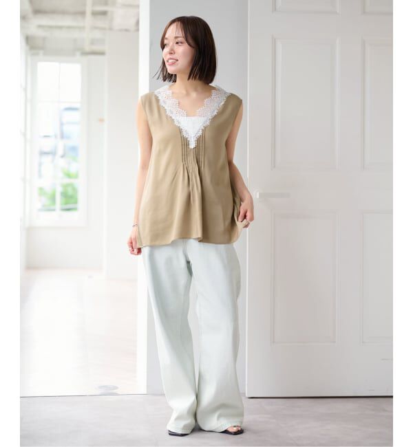 U by SPICK&SPAN「《接触冷感》ピンタックレースブラウス」|シャツ・ブラウス|