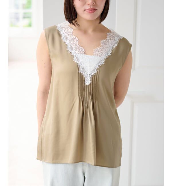U by SPICK&SPAN「《接触冷感》ピンタックレースブラウス」|シャツ・ブラウス|