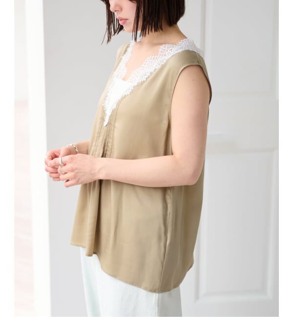 U by SPICK&SPAN「《接触冷感》ピンタックレースブラウス」|シャツ・ブラウス|