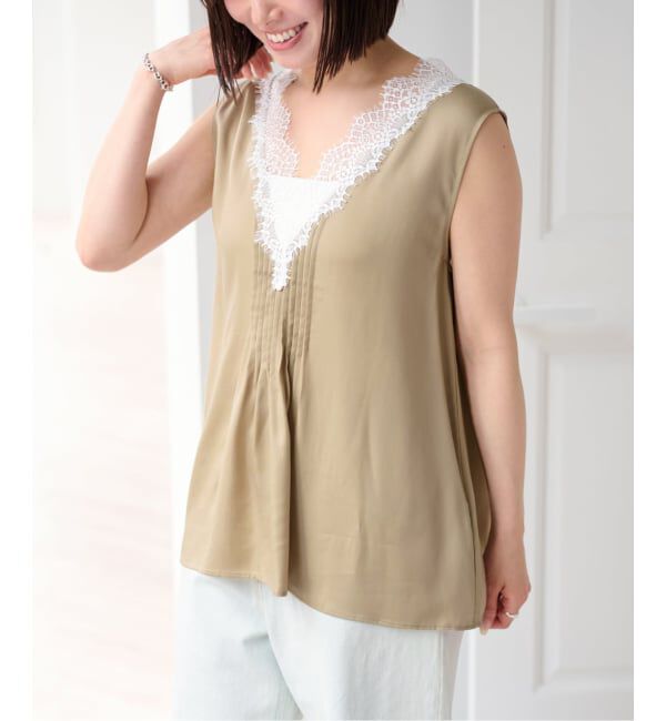U by SPICK&SPAN「《接触冷感》ピンタックレースブラウス」|シャツ・ブラウス|