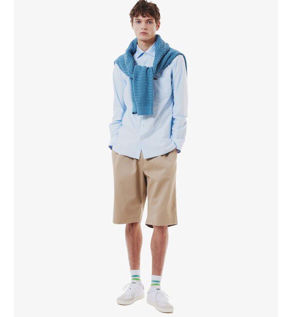 LACOSTE「消臭 速乾 UVカット コットン&times;リサイクルポリエステル ストライプ 長袖レギュラーカラーシャツ」|シャツ・ブラウス|