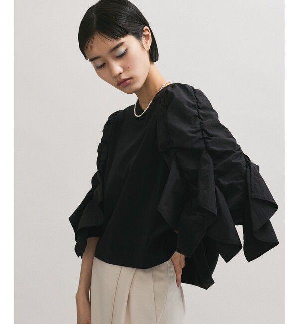 ADAM ET ROPE'「【WEB限定】フリルスリーブカットソー」|Tシャツ・カットソー|