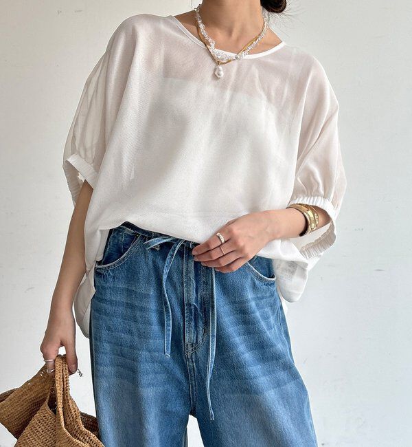  「【WEB限定】メッシュシフォントップス」|Tシャツ・カットソー|