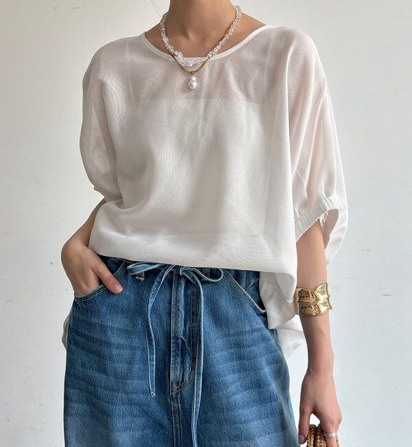 「【WEB限定】メッシュシフォントップス」|Tシャツ・カットソー|