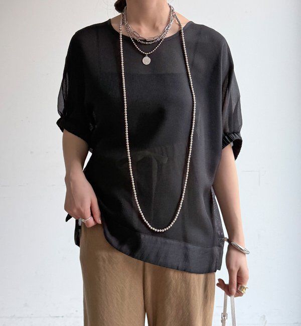  「【WEB限定】メッシュシフォントップス」|Tシャツ・カットソー|