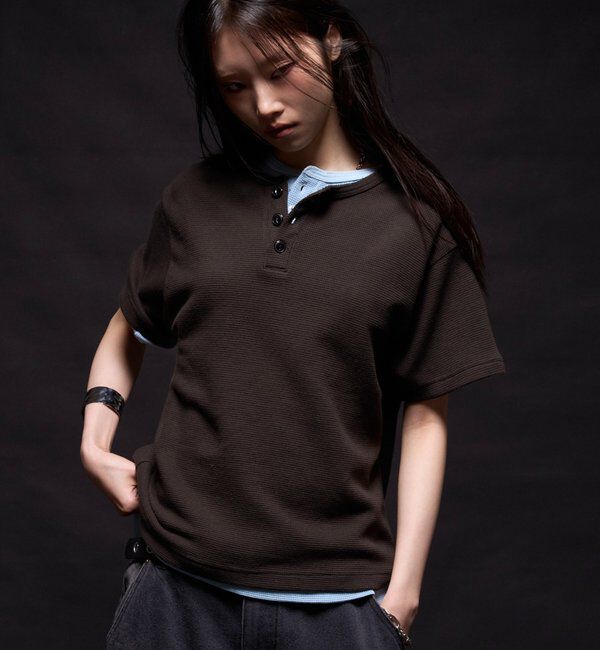  「【Sourcream】ワッフルヘンリーS/STEE」|Tシャツ・カットソー|ブラックその他1
