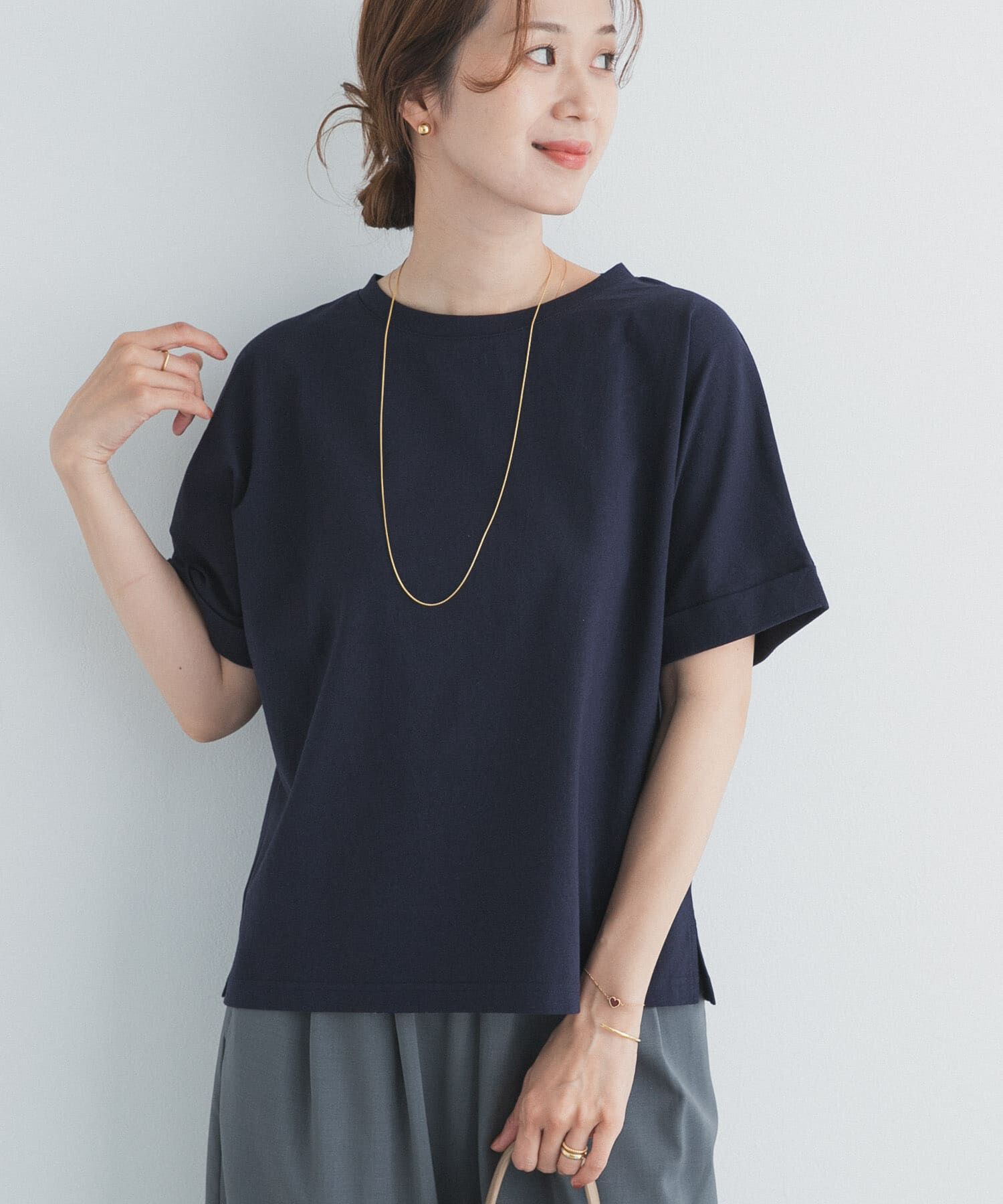 URBAN RESEARCH DOORS「『UR TECH』コットンロールスリーブプルオーバー」|Tシャツ・カットソー|
