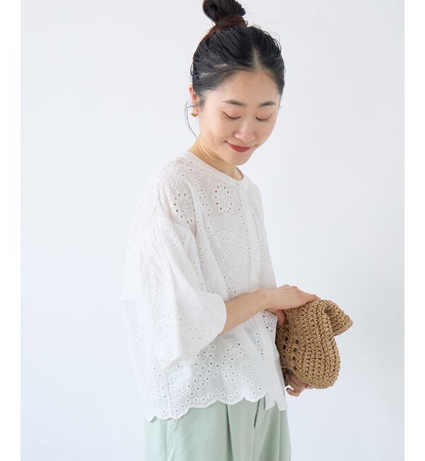  「カットワーク刺繍バルーンスリーブブラウス」|シャツ・ブラウス|
