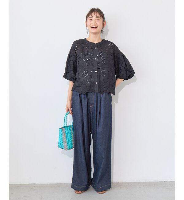 「カットワーク刺繍バルーンスリーブブラウス」|シャツ・ブラウス|