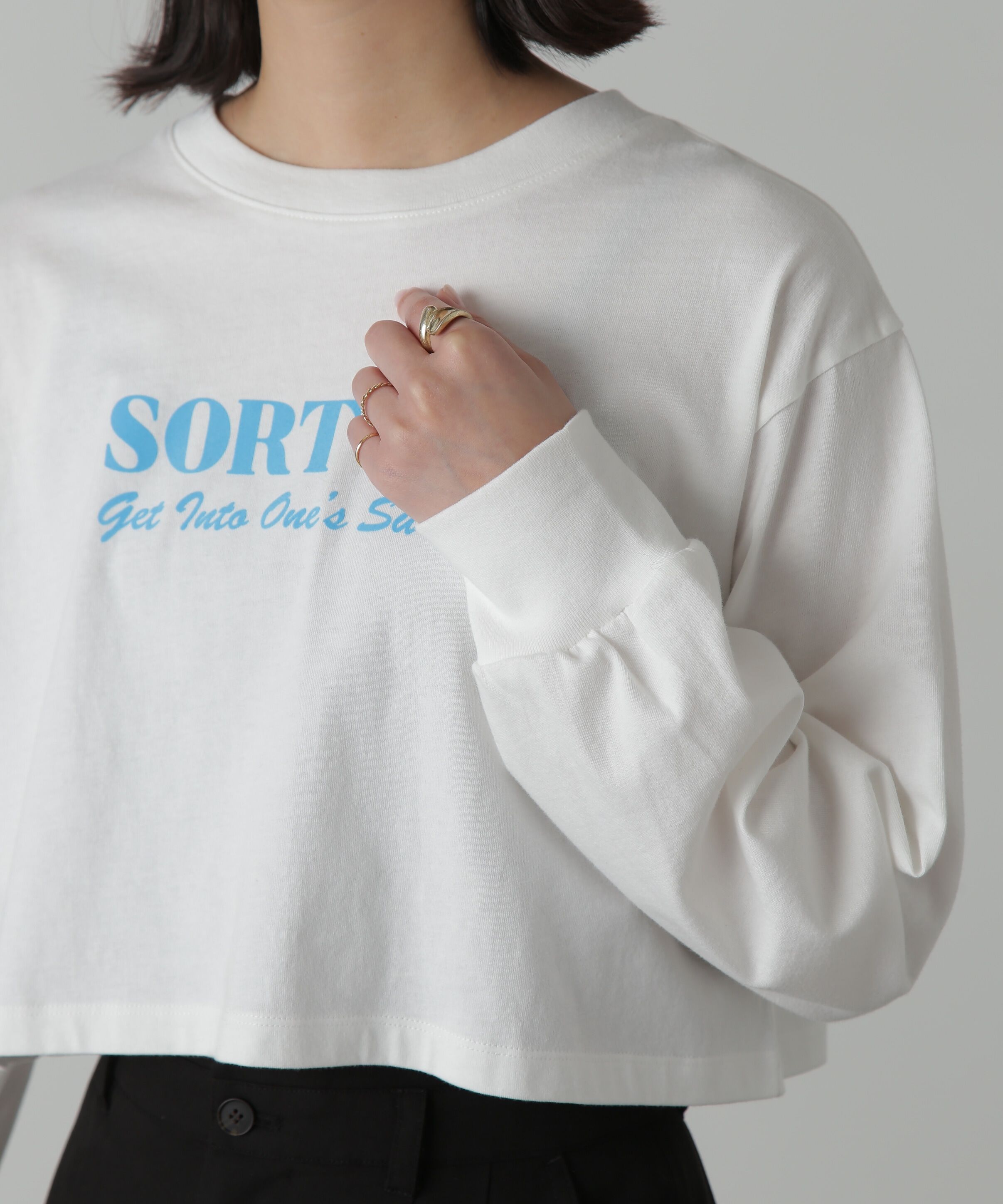  「フロッキープリントロングTシャツ」|Tシャツ・カットソー|