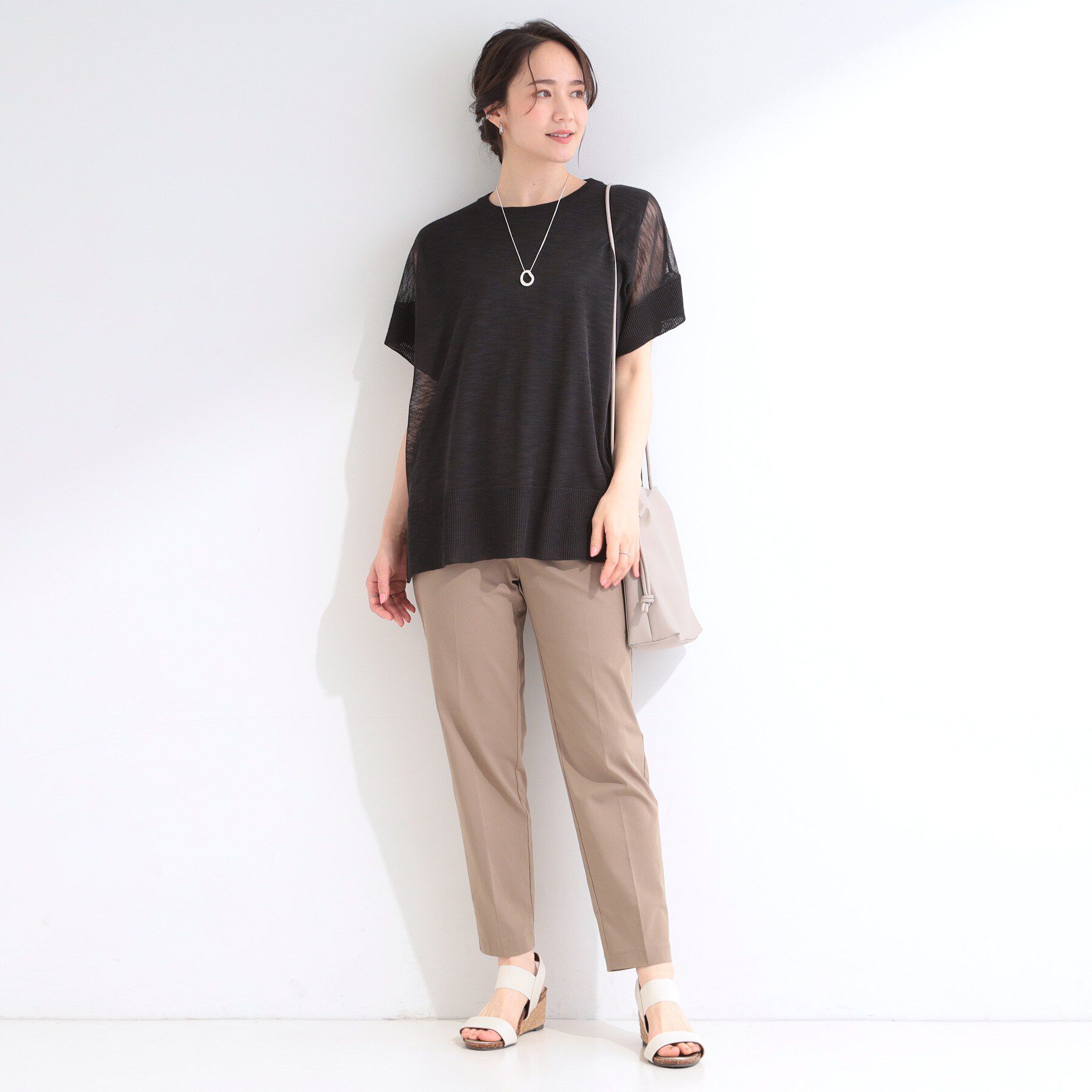 SHOO･LA･RUE「【2点セット/S-LL/体型カバー】二の腕見せない 大人のシアーニット+タンクトップ」|その他|