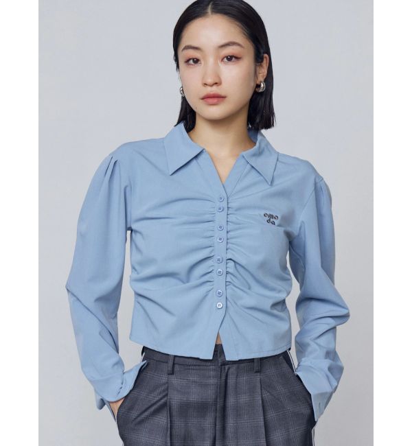 EMODA「ギャザーフロントスキッパーシャツ」|Tシャツ・カットソー|ブルー