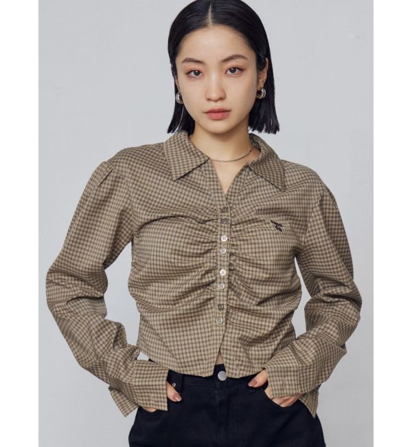 EMODA「ギャザーフロントスキッパーシャツ」|Tシャツ・カットソー|ベージュ