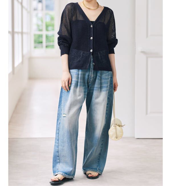 Spick and Span「メッシュVネックカーディガン」|ニット・セーター|