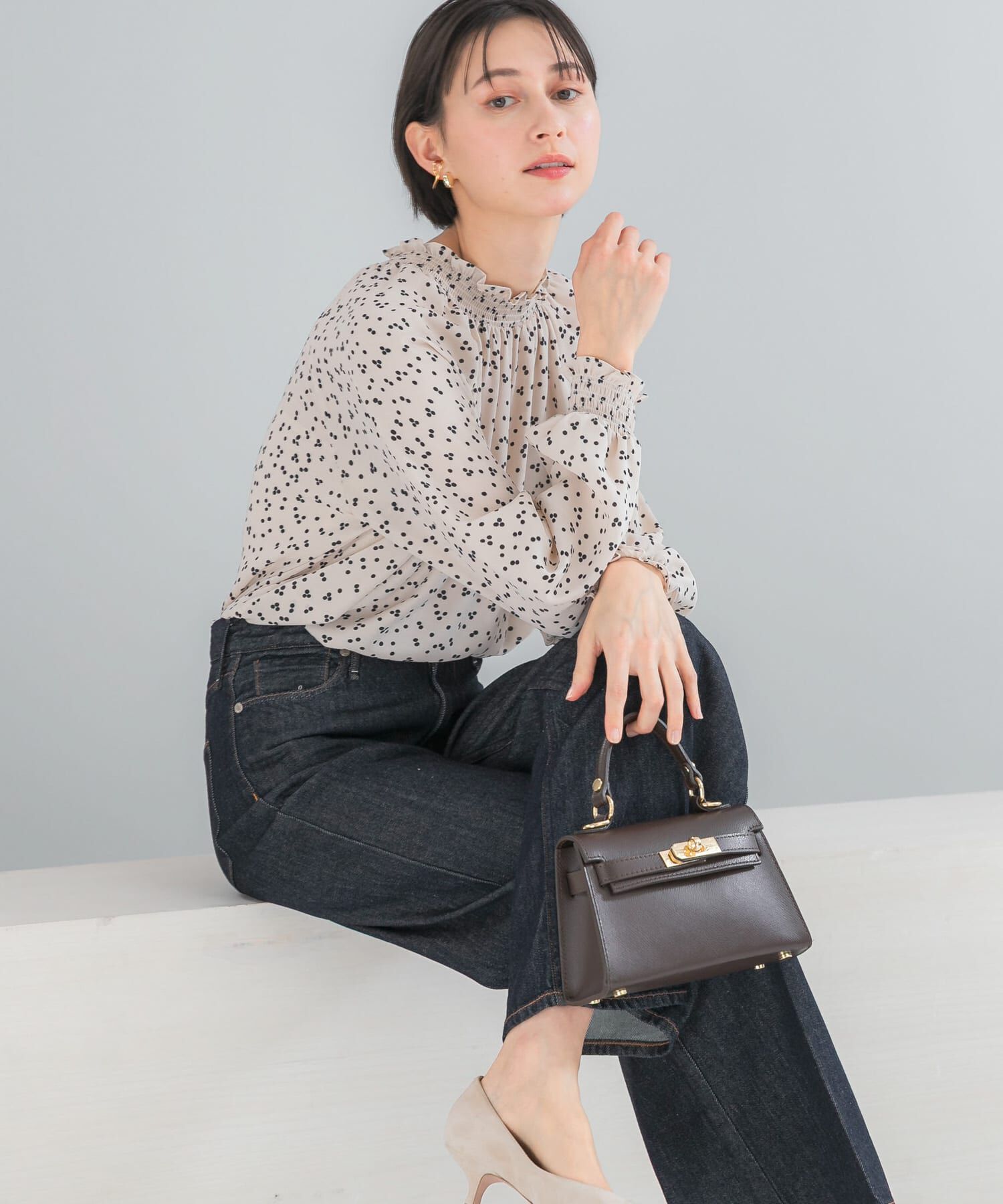 URBAN RESEARCH ROSSO「『WEB/一部店舗限定』ウォッシャブルランダムドットブラウス」|シャツ・ブラウス|