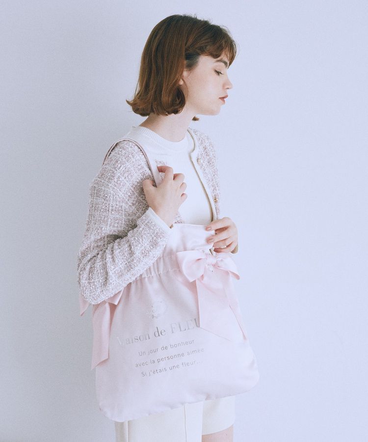 Maison de FLEUR「ダブルリボンギャザートートバッグ」|トートバッグ|ピンク