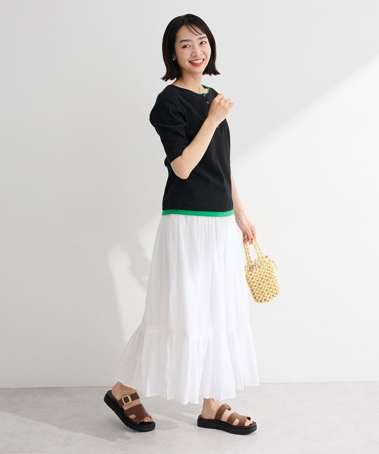 Green Parks「配色ヘンリーネック半袖プルオーバー」|Tシャツ・カットソー|