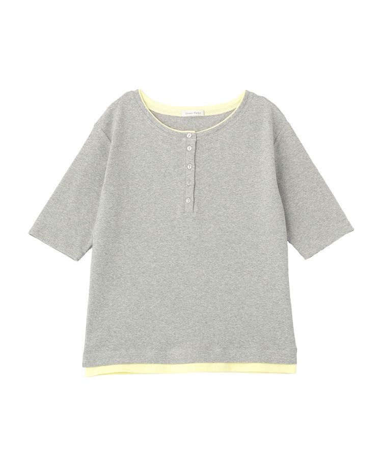 Green Parks「配色ヘンリーネック半袖プルオーバー」|Tシャツ・カットソー|