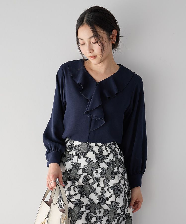 YECCA VECCA「ラッフルブラウス」|シャツ・ブラウス|Navy
