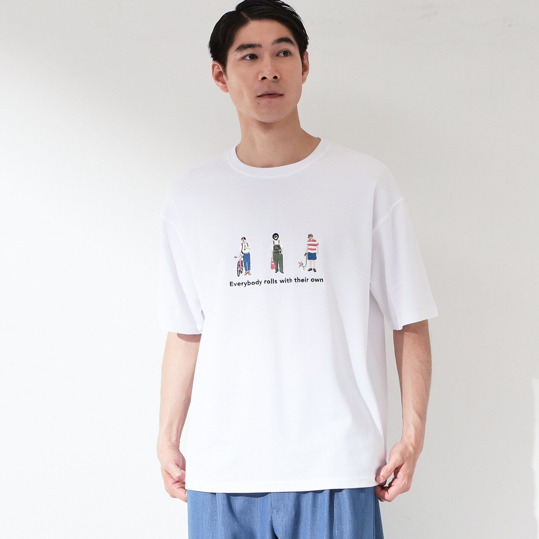THE SHOP TK「刺繍&times;ロゴ 鹿の子 半袖Tシャツ 【洗濯機OK】」|Tシャツ・カットソー|オフホワイト(003