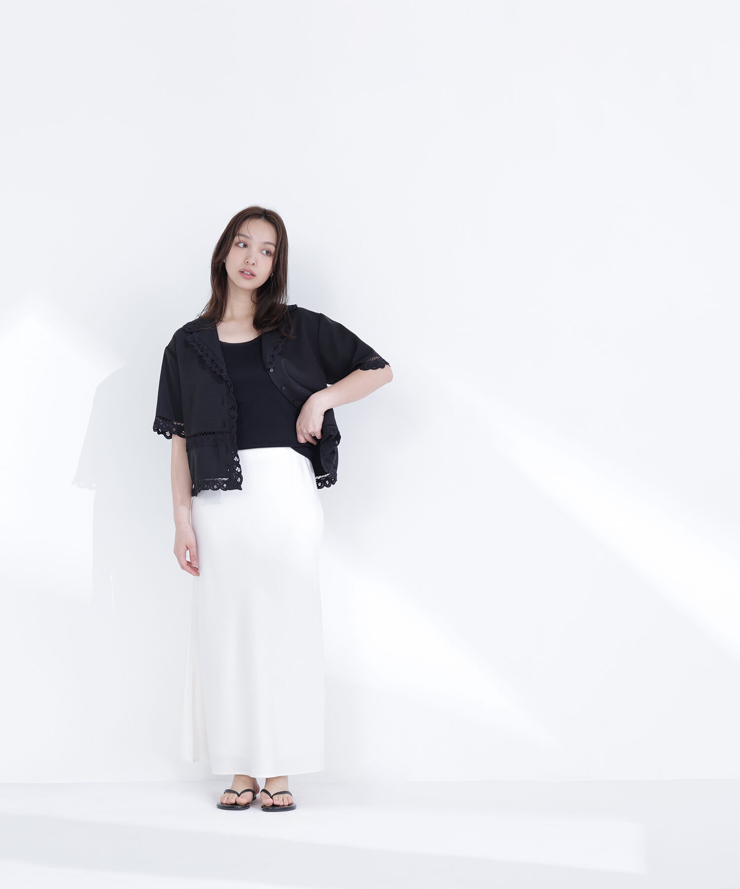  「レーストリンミングシャツ」|シャツ・ブラウス|