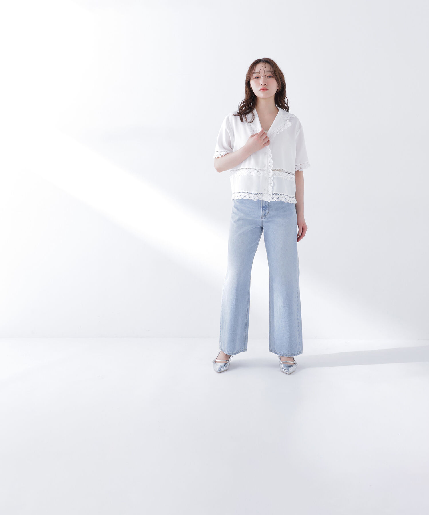  「レーストリンミングシャツ」|シャツ・ブラウス|