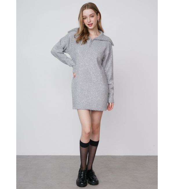 CALNAMUR「TWINKLE SHAGGY KNIT MINI OP/トゥインクルシャギーニットワンピース」|ワンピース|