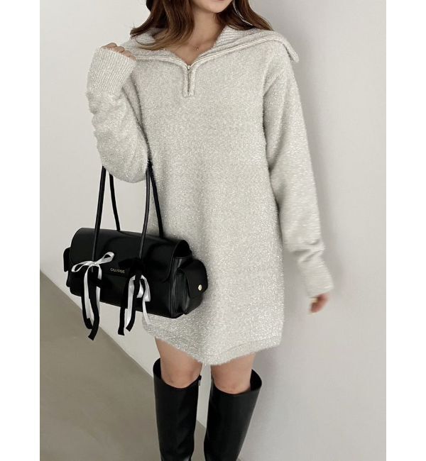 CALNAMUR「TWINKLE SHAGGY KNIT MINI OP/トゥインクルシャギーニットワンピース」|ワンピース|