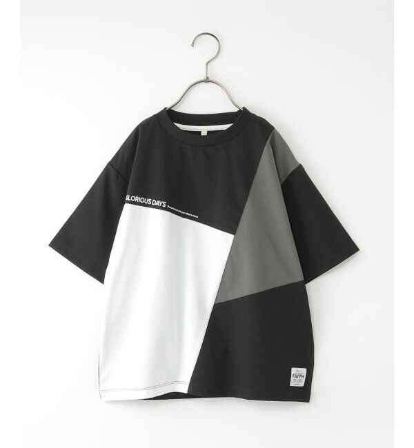 ikka kids「【接触冷感/吸水速乾】斜め切り替えTシャツ（120~160cm）」|Tシャツ・カットソー|ブラック