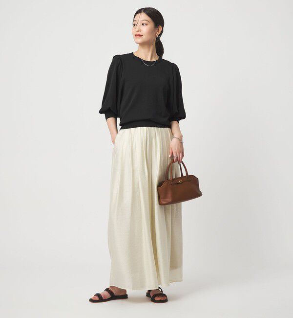 UNITED ARROWS green label relaxing「【WEB限定】＜at ease＞袖ボリューム ニット ウォッシャブル 接触冷感 UVカット 遮熱」|ニット・セーター|