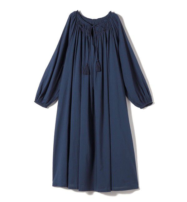 SHIPS for women「Fanaka:〈手洗い可能〉ギャザー スキッパー ワンピース」|ワンピース|ネイビー
