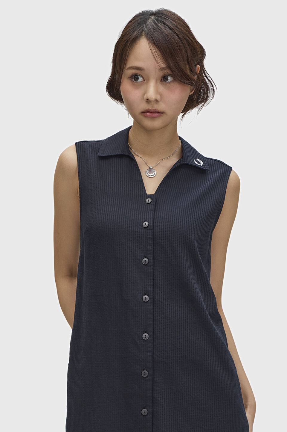 FRED PERRY 「Sheer Stripe Sleeveless Dress／シアーストライプノースリーブワンピース」|ワンピース|