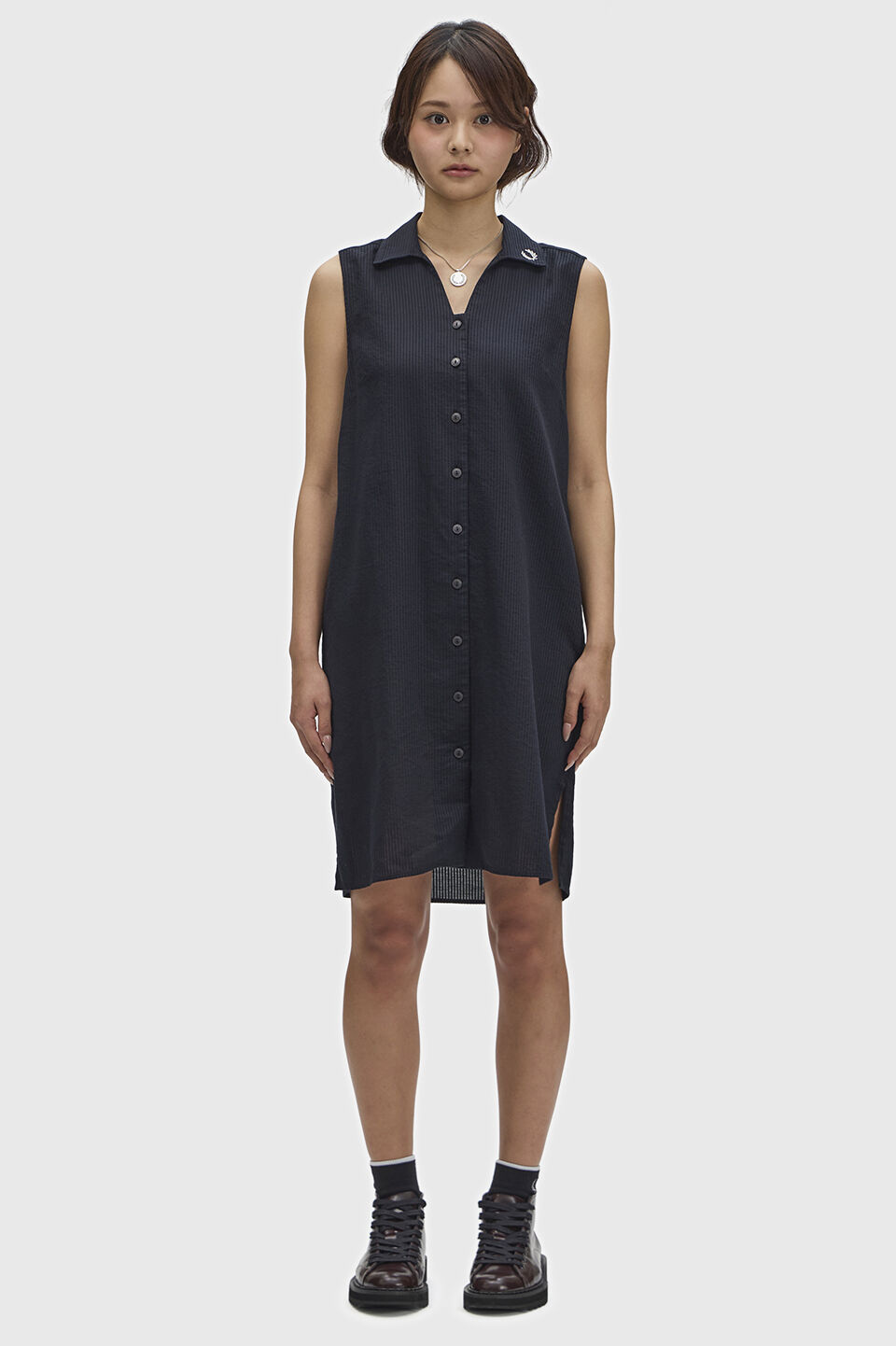 FRED PERRY 「Sheer Stripe Sleeveless Dress／シアーストライプノースリーブワンピース」|ワンピース|