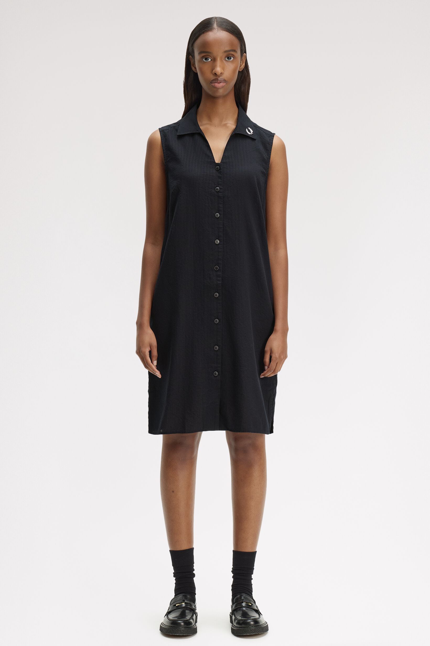 FRED PERRY 「Sheer Stripe Sleeveless Dress／シアーストライプノースリーブワンピース」|ワンピース|