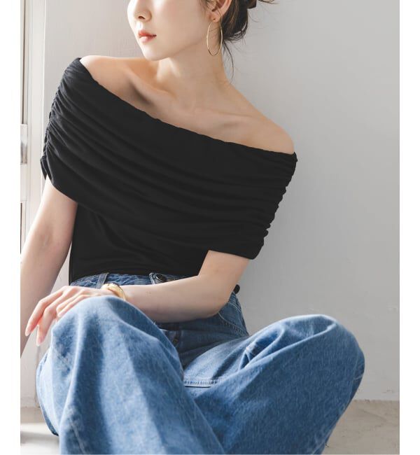 NOBLE「determ/デターム Collagen Gathered Off- Shoulder」|Tシャツ・カットソー|
