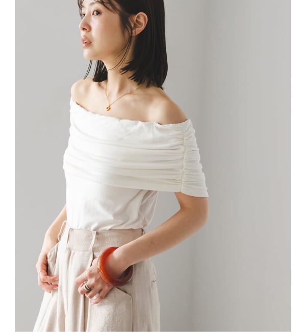 NOBLE「determ/デターム Collagen Gathered Off- Shoulder」|Tシャツ・カットソー|