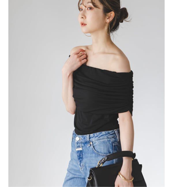 NOBLE「determ/デターム Collagen Gathered Off- Shoulder」|Tシャツ・カットソー|