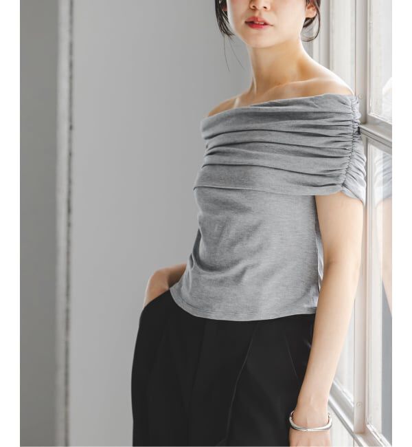 NOBLE「determ/デターム Collagen Gathered Off- Shoulder」|Tシャツ・カットソー|グレーB